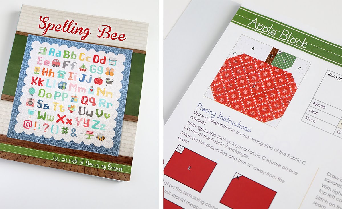 A Bright Corner Scrappy Apples Mini Quilt + Spelling Bee Book