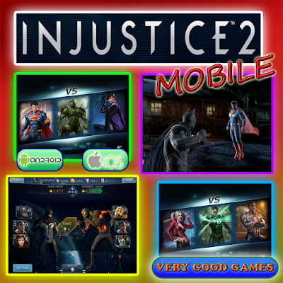 A banner for the review of a mobile versions of the fighting game with super herores - Injustice 2 Mobile