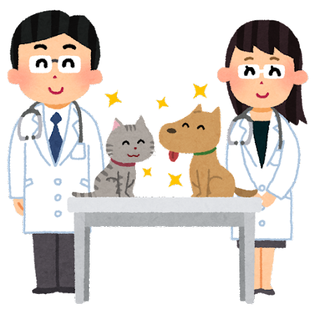 獣医と犬と猫のイラスト