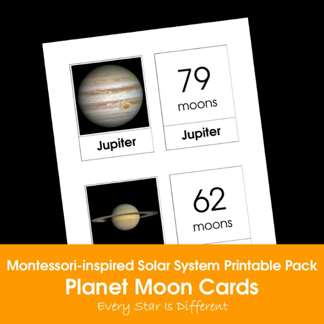 Montessori-inspired Solar System Printable Pack: Planet Moon Cards