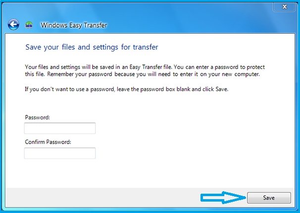 استخدام وظيفة Windows Easy Transfer لنقل الملفات والإعدادات