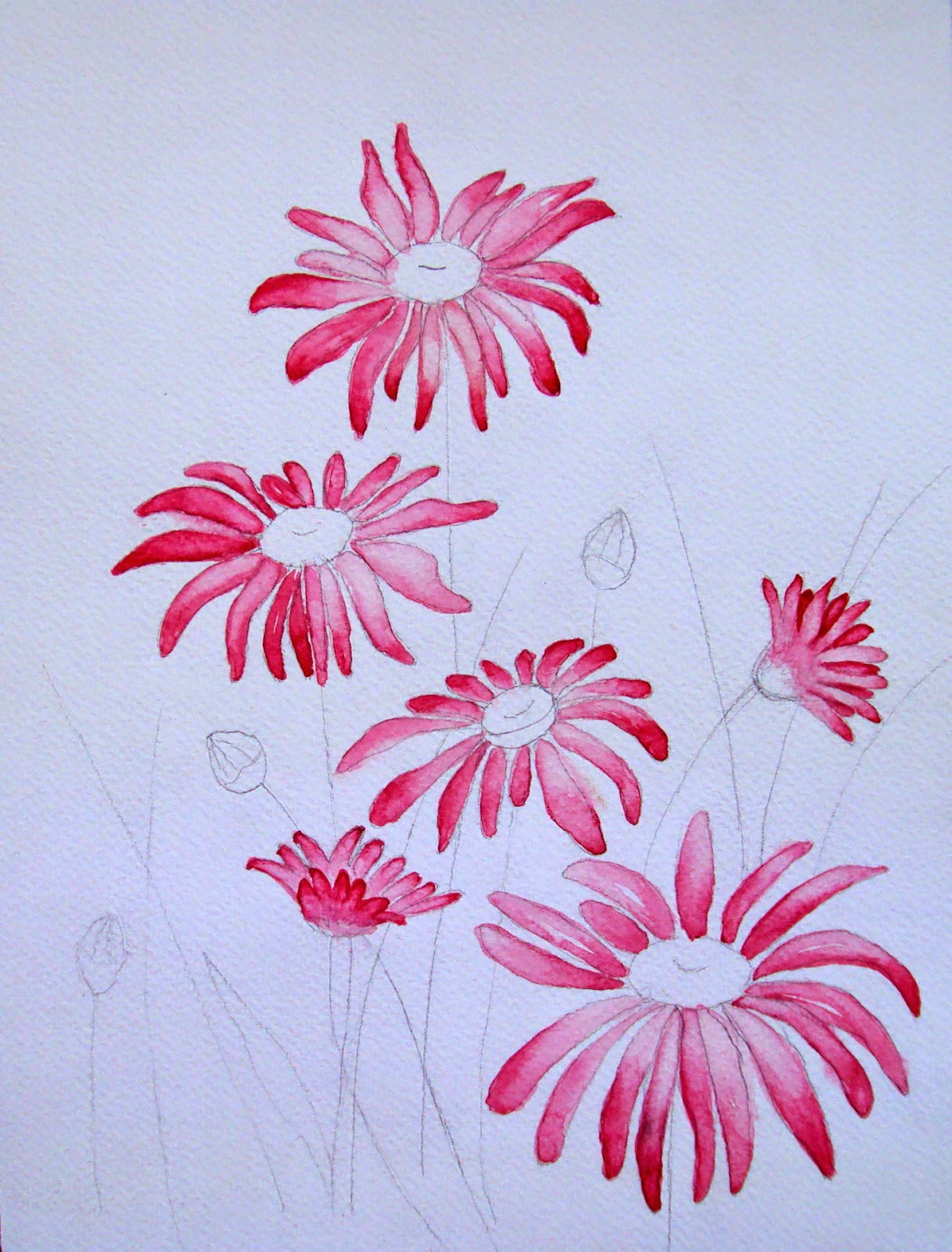 Singhroha Art Watercolors: Pretty Pink Daisies