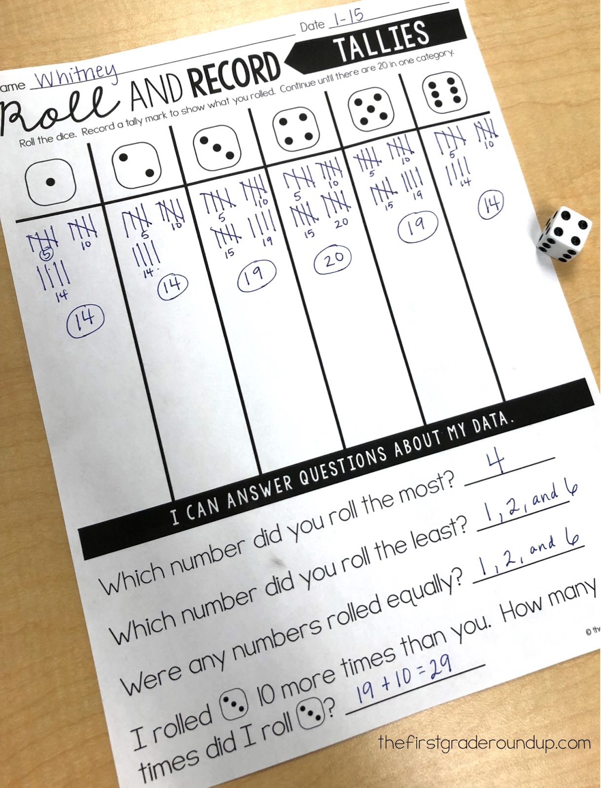 Roll and Record Graphing Game The First Grade Roundup