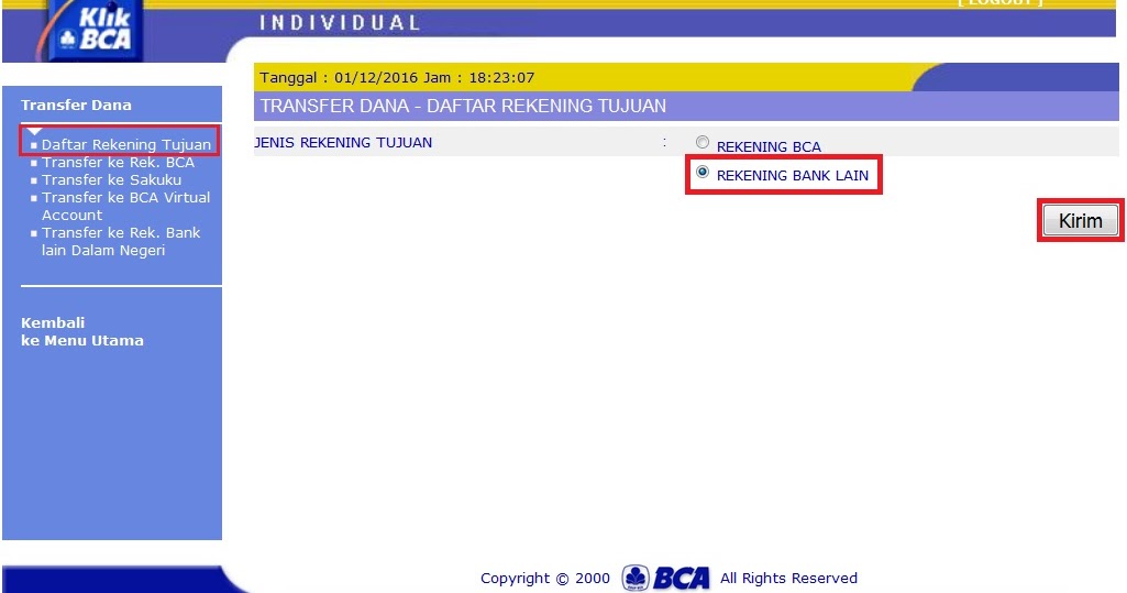CARA MEMASUKKAN REKENING BANK TUJUAN TRANSFER DI
