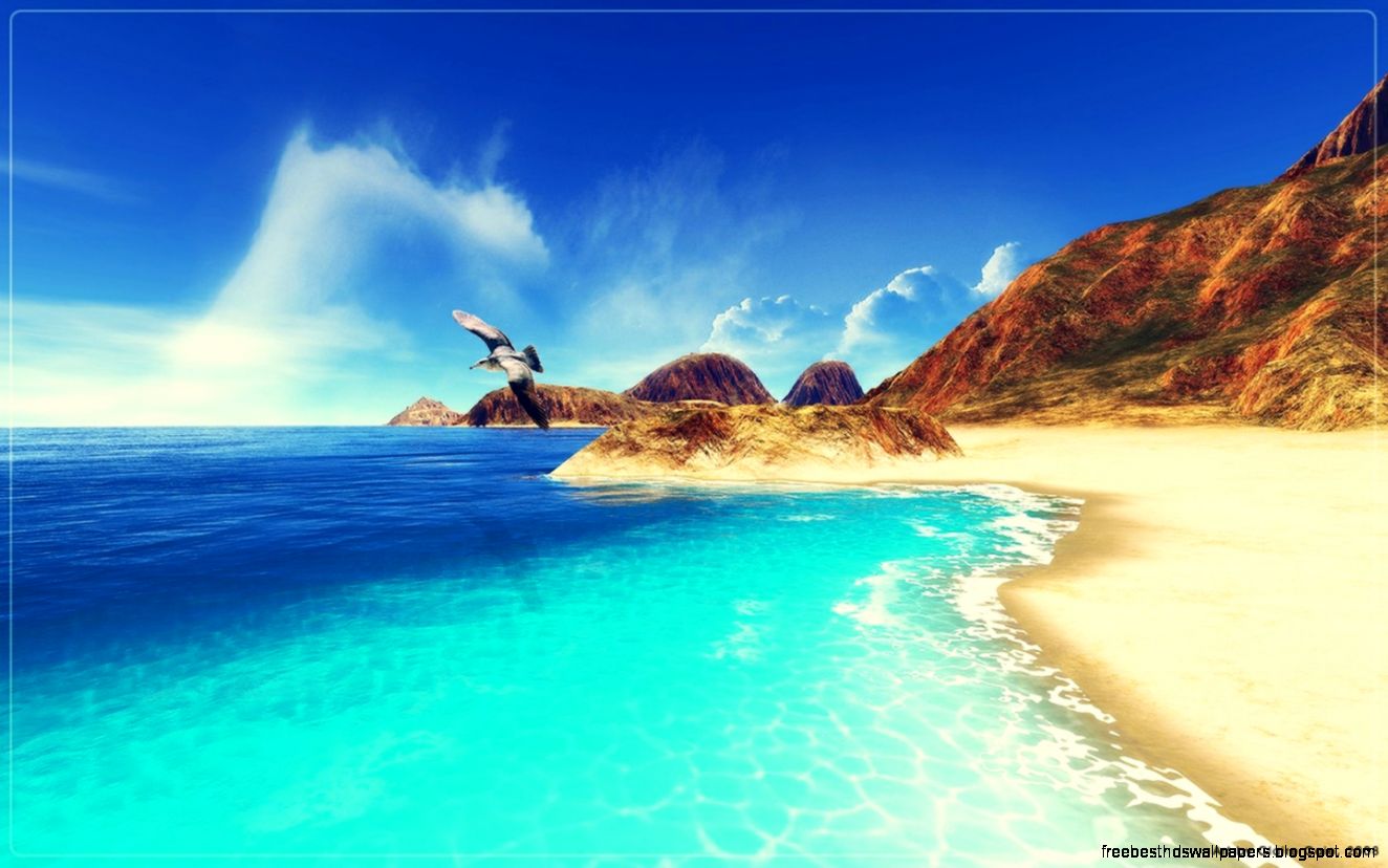 41E2D1 Color wallpapers Blue Water Beach Daylight Ocean Tan Sky