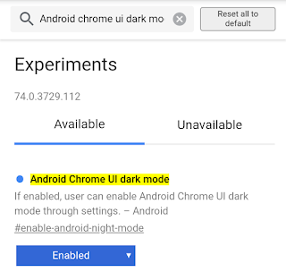 android chrome ui dark mode