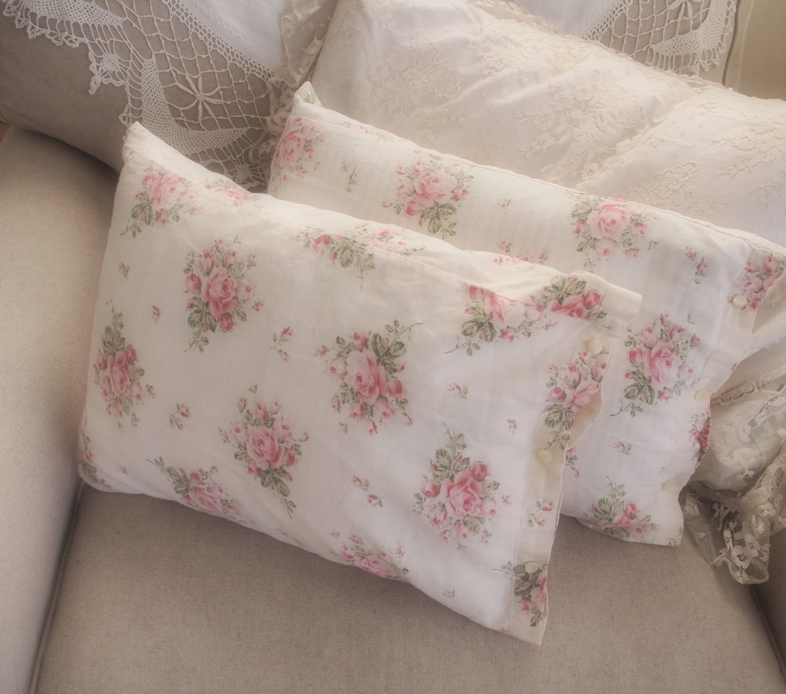 Mom and I, Hooked on Thrifting Pillow slips from Pajamas!