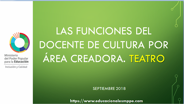 LAS FUNCIONES DEL DOCENTE DE CULTURA POR ÁREA CREADORA. TEATRO LAS FUNCIONES DEL DOCENTE DE CULTURA POR ÁREA CREADORA. TEATRO