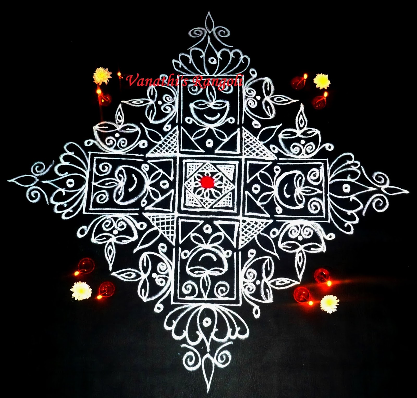 Vanathi's Rangoli / Kolangal: Padi Kolam / Rangoli - Traditional Design
