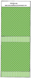 Verde con Lunares Blancos: Etiquetas para Candy Bar para Fiestas de 15 años para Imprimir Gratis.