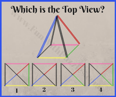 Non verbal puzzle to find top view of Pyramid