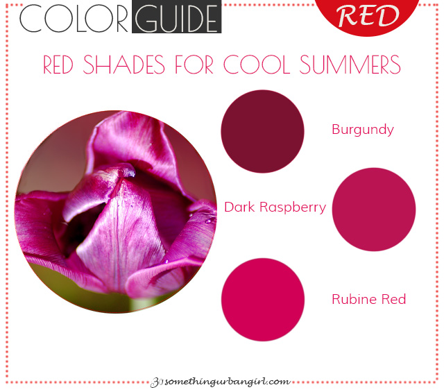 The best red color shades for Cool Summer seasonal color women