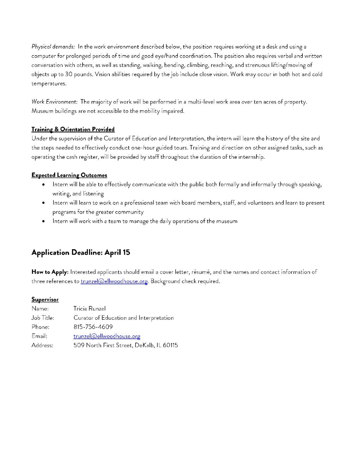 Environmental Studies Student News Tour Guide/ Museum Operations