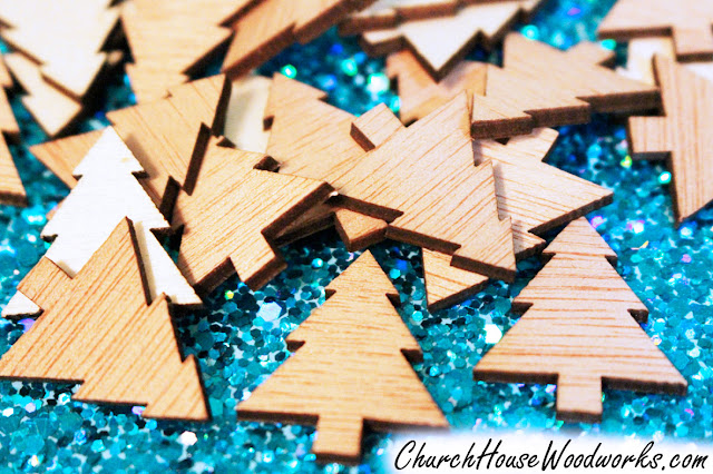 Tiny Wooden Christmas Tree Ornaments - DIY Christmas Wreath Ideas Craft Projects- Christmas Village Winter Scenery Set Supplies And Decorations Miniatures