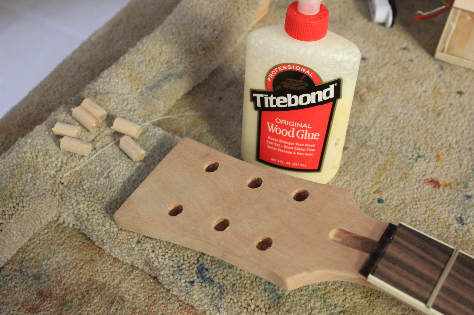 Guitar Kit Builder Jeremy's Mahogany LP Headstock and Tuner Holes