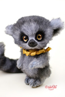 Artist teddy ooak handmade ring tailed lemur, artist lemur, teddy lemur, artist teddy bear buy, NatalKa Creations, teddies with charm, Teddy Lemur, Teddy, Teddybär kaufen, Teddy Unikat