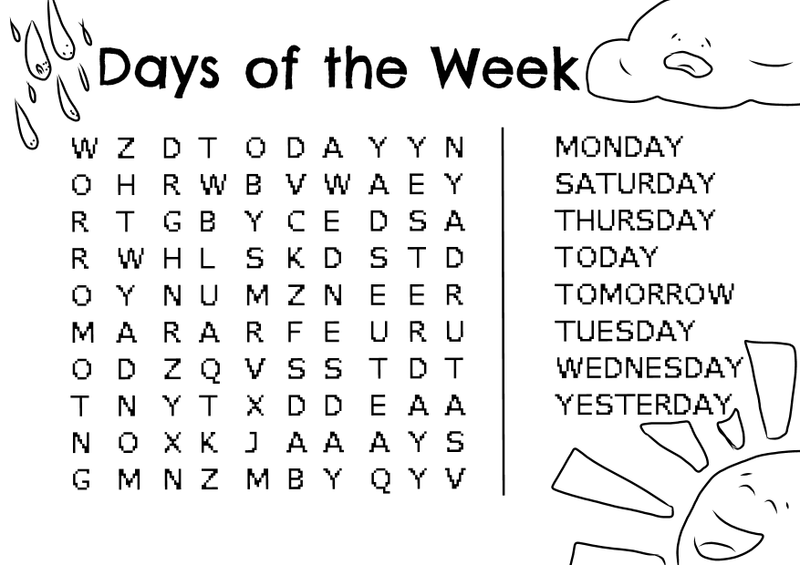 Найди слова цвета 2. Задания по английскому языку дни недели. Days of the week задания. Задания по теме дни недели на английском. Дни недели на английском упражнения.