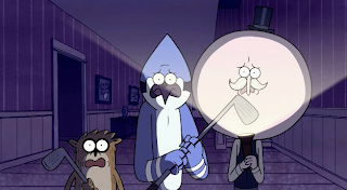 What's got these guys looking so scared? Oh, um, I dunno, maybe SOMETHING SCARY! Get ready to get spooked on the all new half-hour Regular Show Halloween Special at 7:30/6:30c on Cartoon Network!
