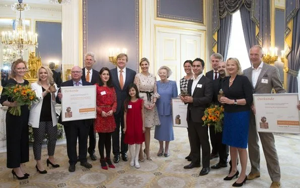 Queen Maxima wore Valentino Bobble Detail Dress. Appeltjes van Orange Award. Princess Maxima Research Center for Pediatric Oncology