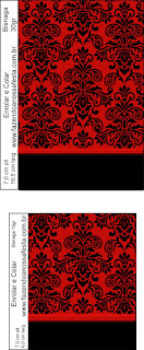 Etiquetas para Imprimir Gratis de Damasco Negro en Fondo Rojo.