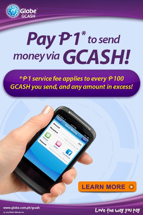 Send Money via GCASH for as low as P1