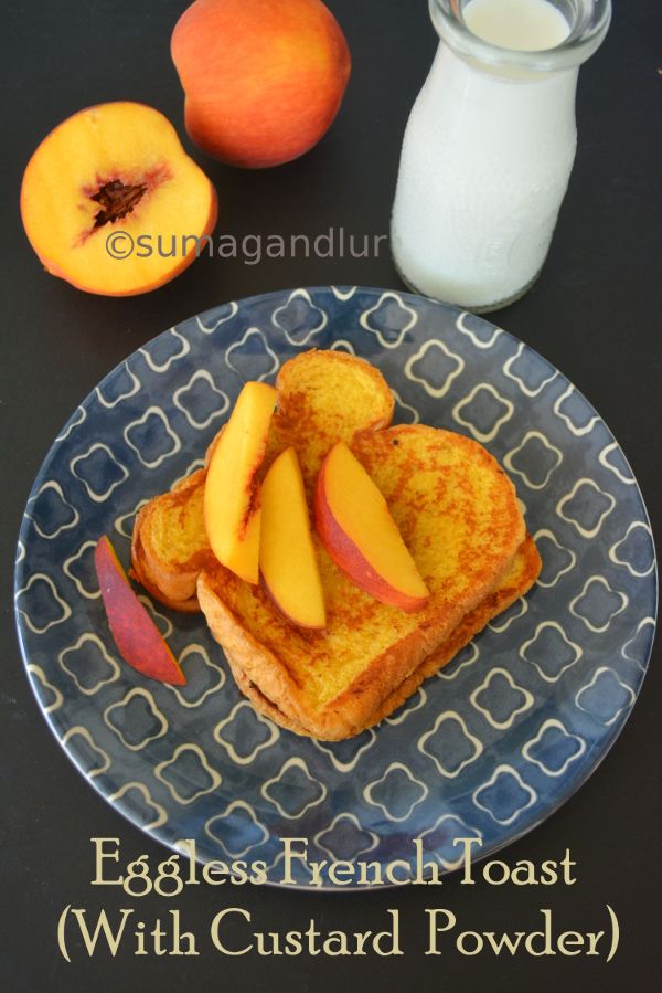 Veggie Platter Eggless French Toast (Using Custard Powder)