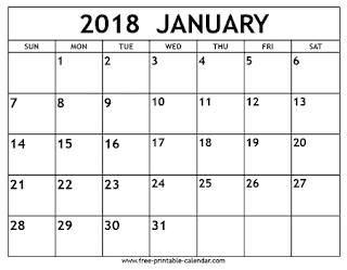 Free Printable Calendar January 2018 Free Printable Calendar January 2018