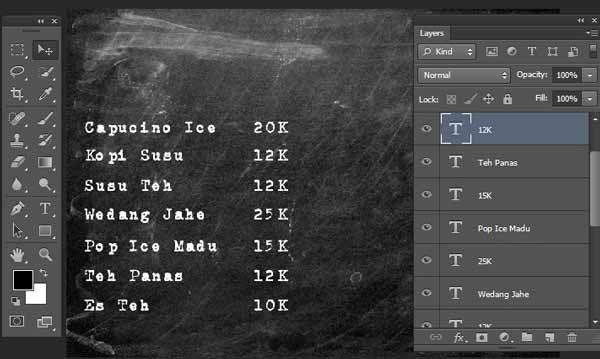 Cara Membuat Daftar Menu Makanan di Photoshop