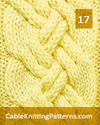 Cable Panel 17. Knit with 28 stitches and 12-row repeat. Techniques used: 3/3 right cross, 3/3 left cross.