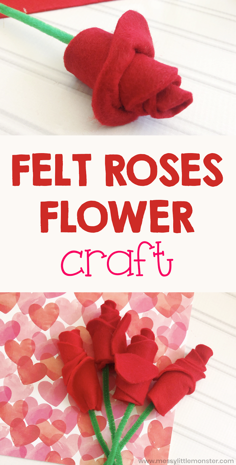 Felt Roses Flower Craft Messy Little Monster