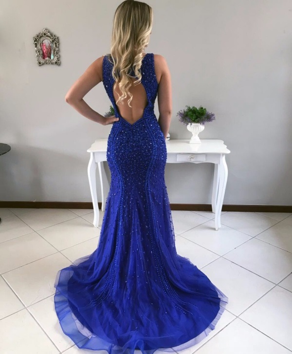 vestido de festa azul royal