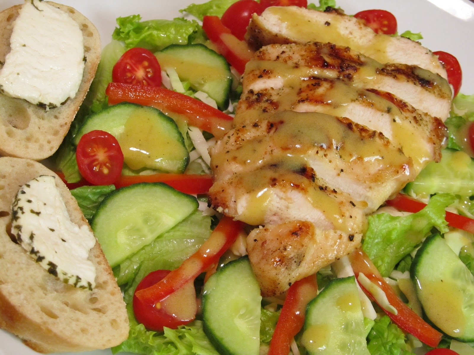 Jenn's Food Journey Grilled Chicken Salad with Warm Goat Cheese