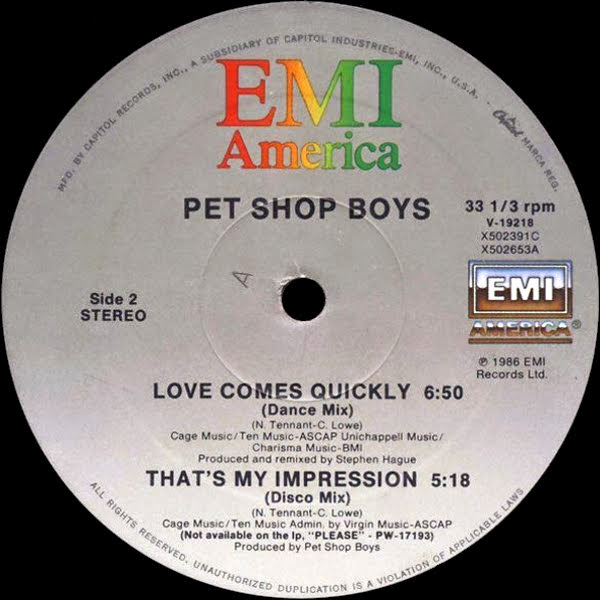 80sMusicReMixes Love Comes Quickly (Dance Mix) Pet Shop Boys