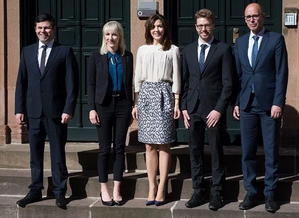 Crown Princess Mary wore Joseph Dean Skirt, Joseph Double Cashmere Oslo Coat and Prada Pointed Patent Leather Shoes