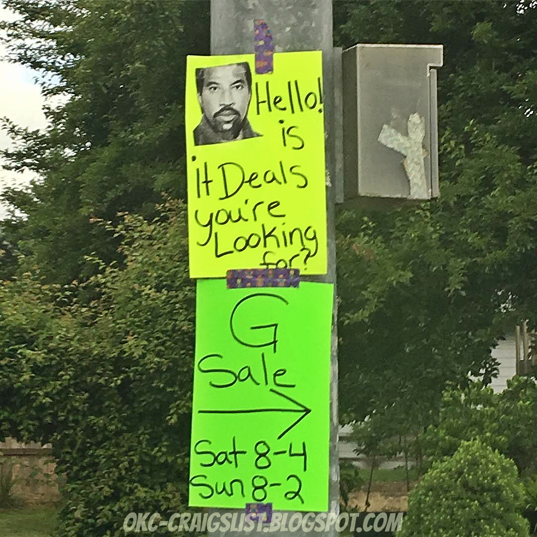 GARAGE SALE SIGN-OF-THE-WEEK: Hello Lionel Richie | OKC Craigslist
