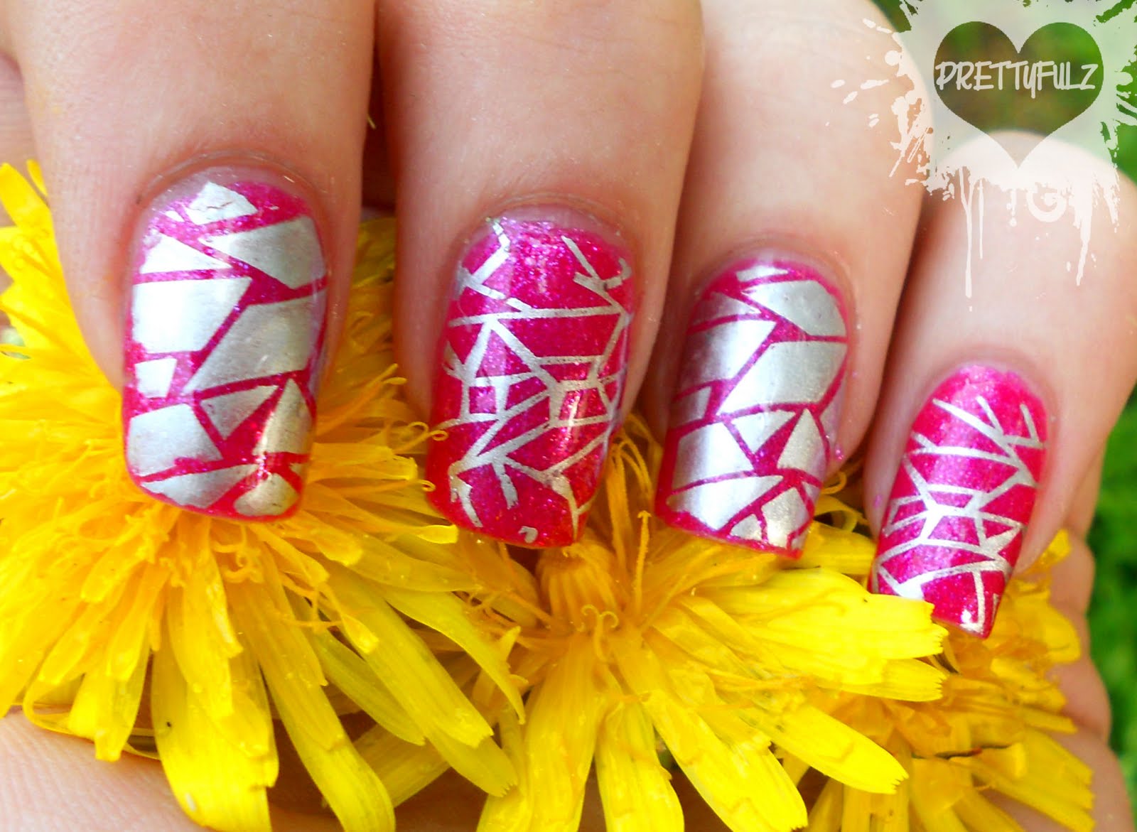 10. Pink and Silver Abstract Nail Art - wide 4