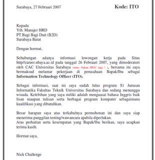Contoh Cover Letter Dalam Bahasa Indonesia - sample cover 