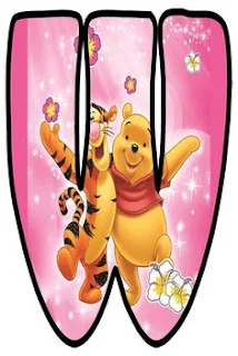 Abecedario de Tiger y Winnie the Pooh en Fondo Rosa. Tiger and Winnie the Pooh Alphabet.