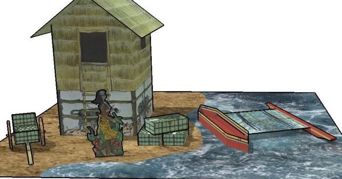 PAPERMAU: South Islands Stilt House And Catamaran Paper Models by YPS 
