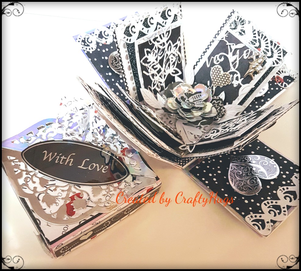 CraftyHugs: Black and white exploding box