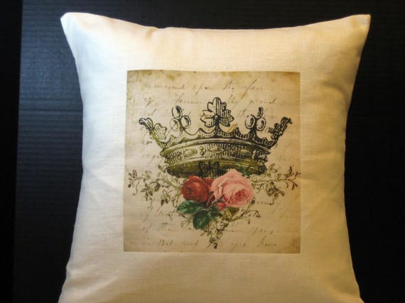 Shabby Chic Pink Pillows with Crown
