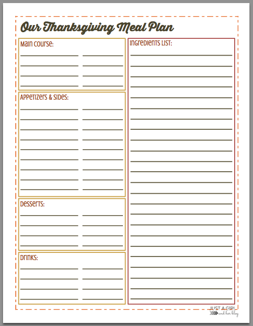 5 Free Thanksgiving Meal Planner Printables | Sabrina Sandoval