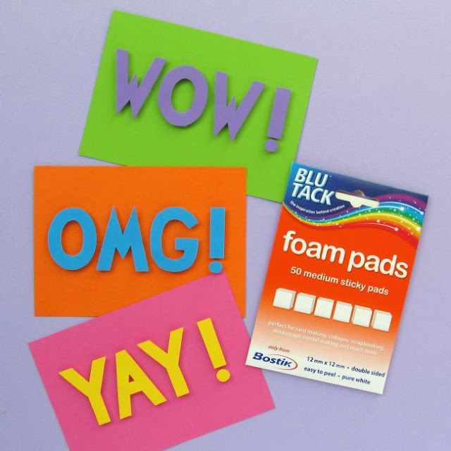 Easy 3D Letter Cards Tutorial: OMG! Wow! Yay!