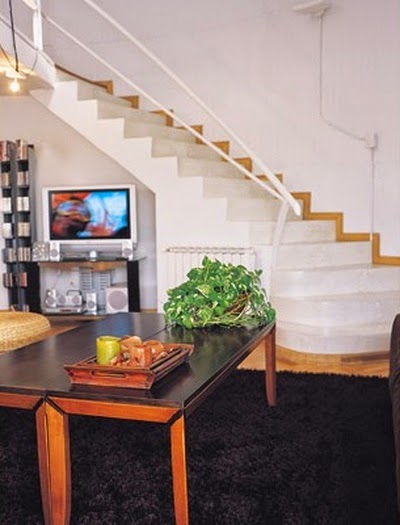 A rustic apartment with modern decor