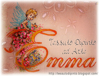 pittura su stoffa con pennarelli indelebili nome Emma e angelo