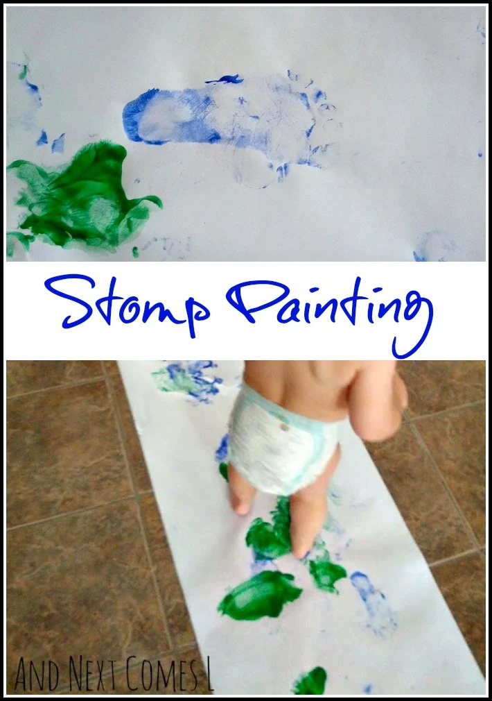 Stomp painting process art for toddlers from And Next Comes L