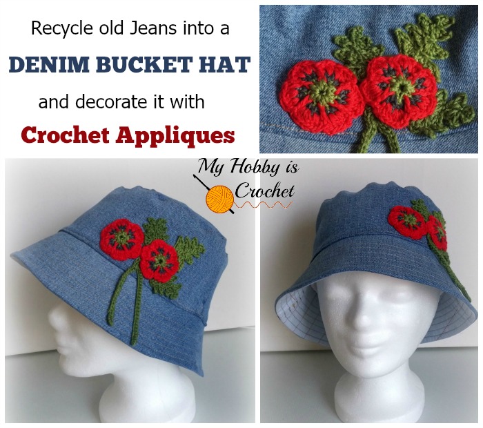 Patchwork Denim Bucket Hat Recycled Jeans Upcycled 