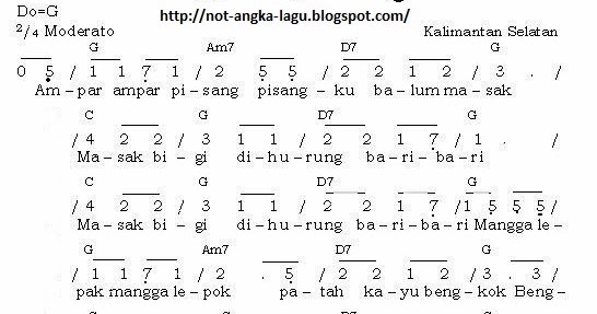 Lirik Lagu Ampar Ampar Pisang Beserta Notnya