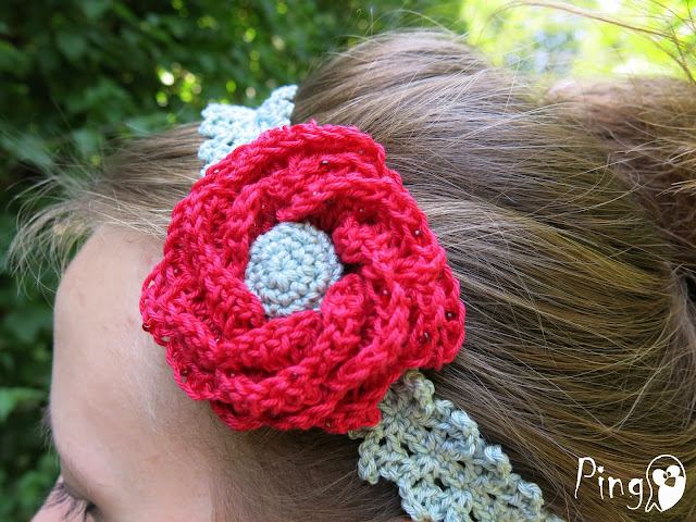 Crochet Rose Headband by Pingo - The Pink Penguin
