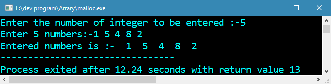 Dynamic allocation of memory using malloc() function